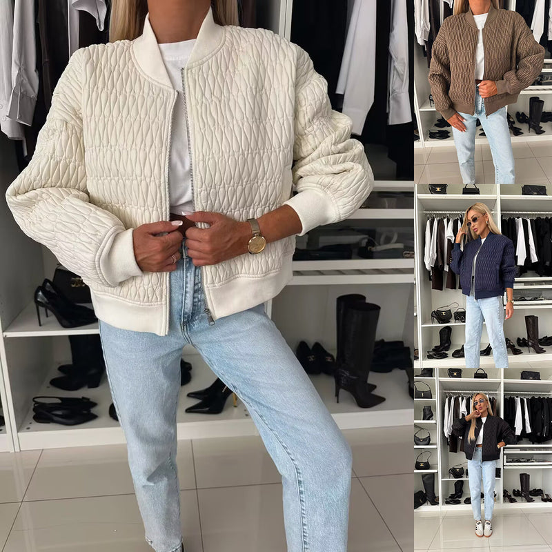 solid color embroidery short zip jacket - MRSLM