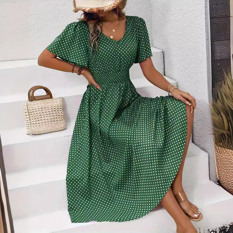small floral print short sleeve dress, view 4 - MRSLM
