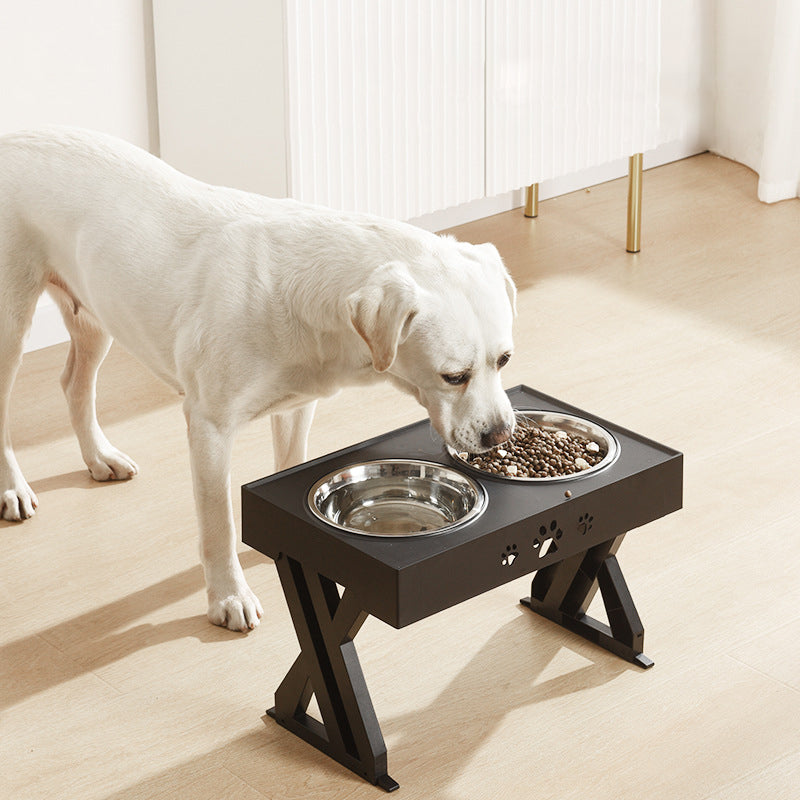 adjustable height double pet bowls with stand, view 5 - MRSLM
