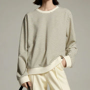 striped flower embroidery sweatshirt, view 3 - MRSLM