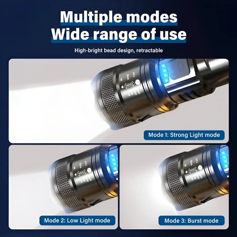 tactical led flashlight with zoom and usb charging, view 4 - MRSLM