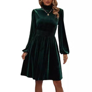 women's stand collar velvet dress, view 5 - MRSLM