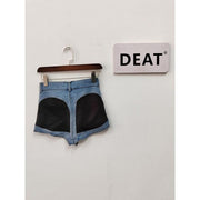 High-waist slim fit denim shorts, view 3 - MRSLM