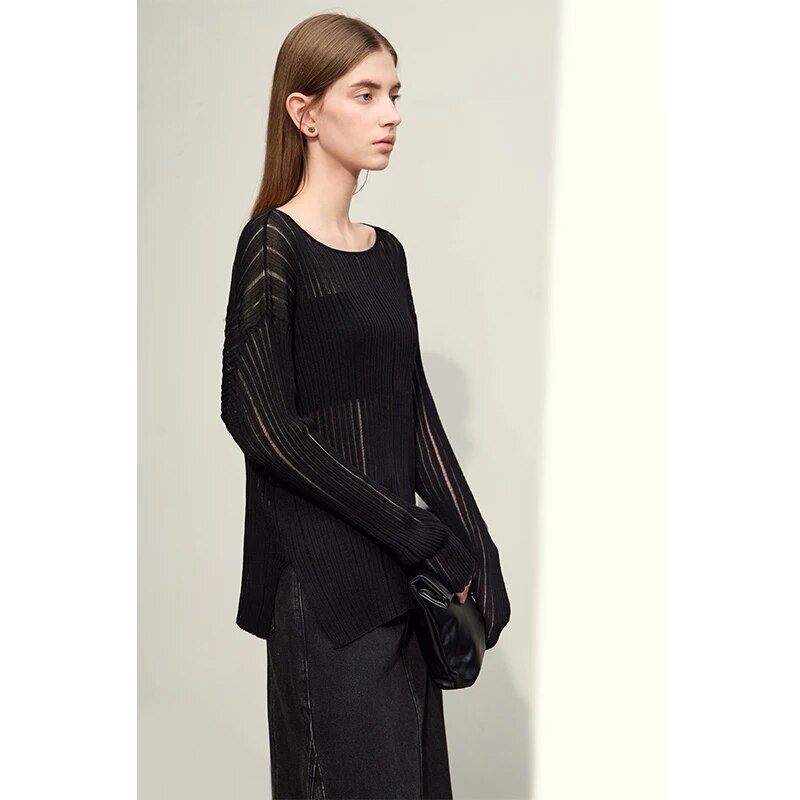 hollow out knit blouse, view 3 - MRSLM
