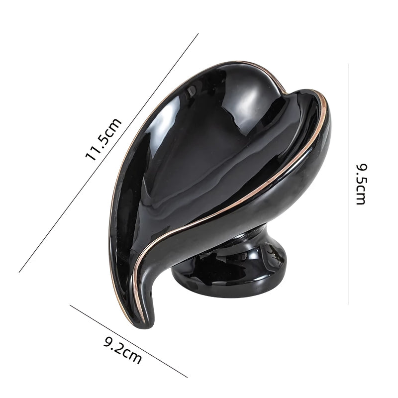 ceramic leaf soap dish, view 5 - MRSLM