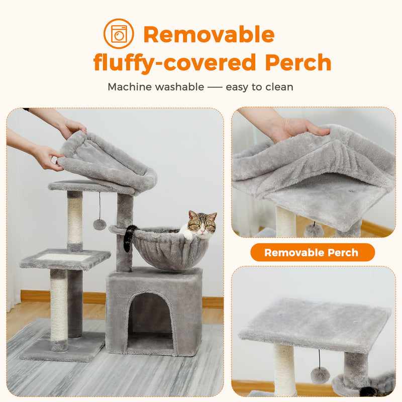 compact 2-in-1 cat tree condo, view 5 - MRSLM