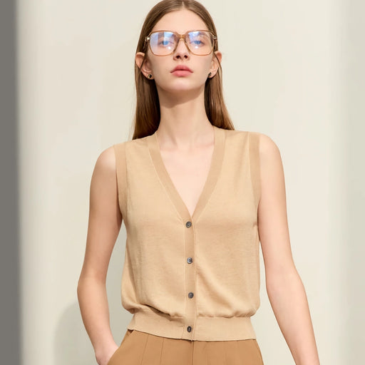 woolen vest v-neck knit top, view 2 - MRSLM