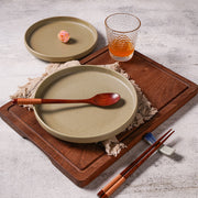 retro matte gray porcelain steak plate - MRSLM