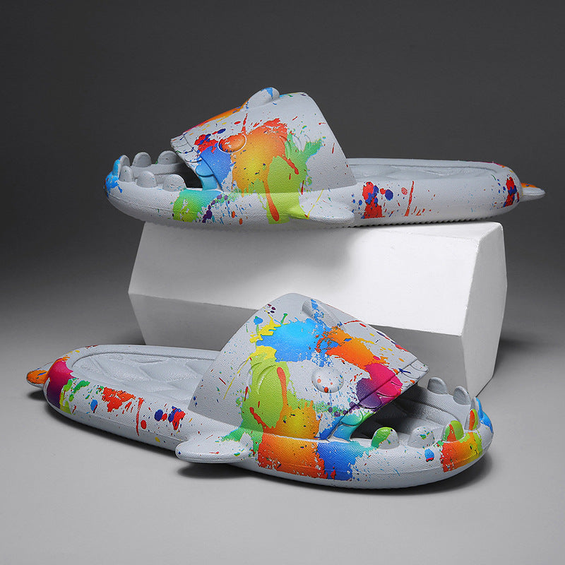 cute shark couple casual slippers, view 9 - MRSLM