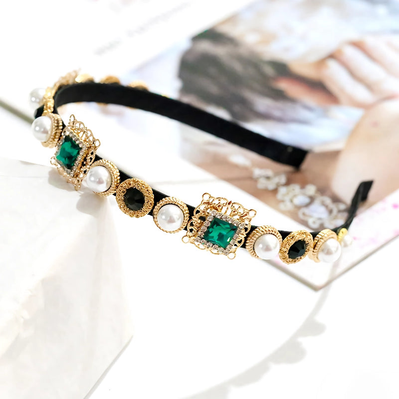 rhinestone and pearl headband, view 4 - MRSLM