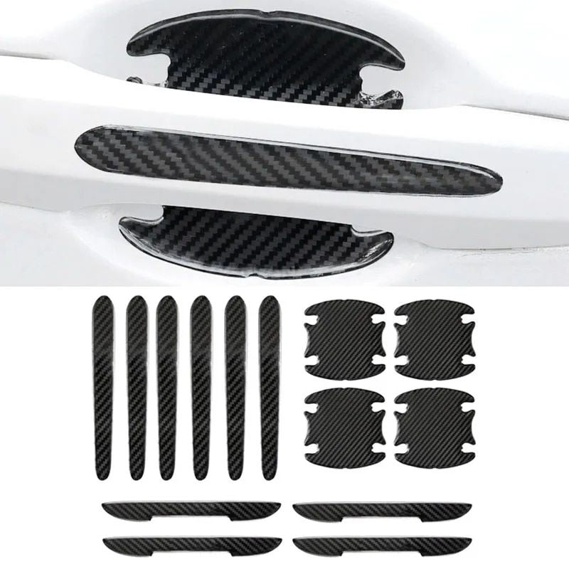 Carbon Fiber Car Door Handle Scratch Protector & Rearview Mirror Strip