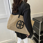 handmade straw knitting tote bag - MRSLM