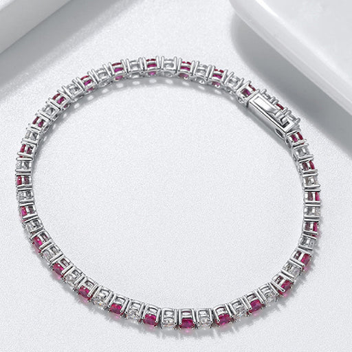 red zircon single row bracelet, view 3 - MRSLM