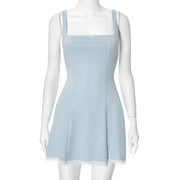 square-neck cinched sling dress, view 6 - MRSLM