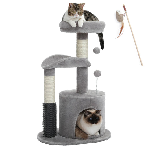 cat tree condo with self-grooming brush - MRSLM