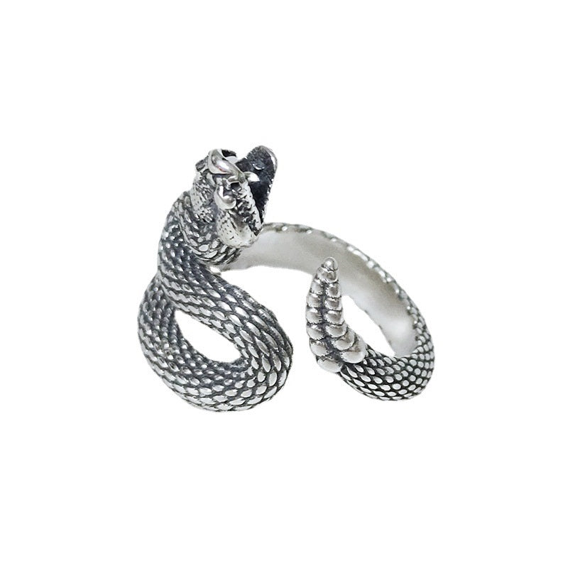 S925 silver vintage snake ring, view 7 - MRSLM