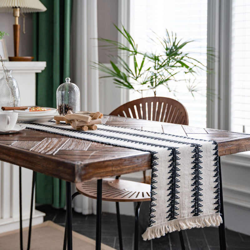black and white table runner, view 2 - MRSLM