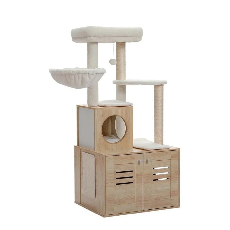 modern cat tree with litter box, view 6 - MRSLM