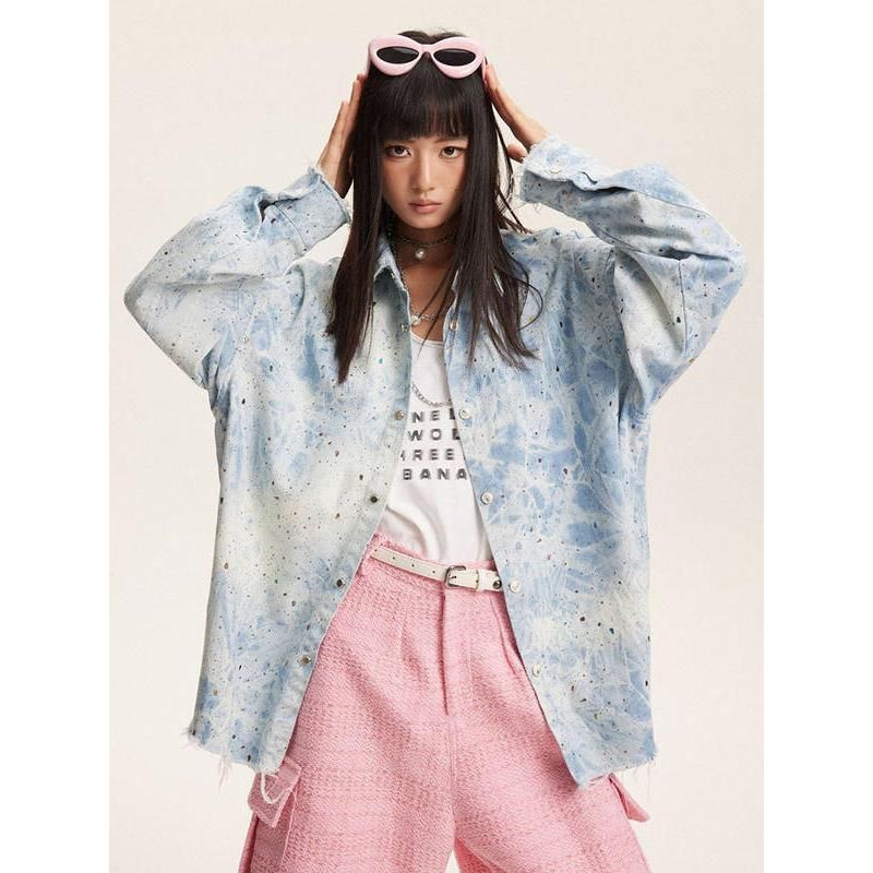 vintage gradient long sleeve blouse, view 4 - MRSLM
