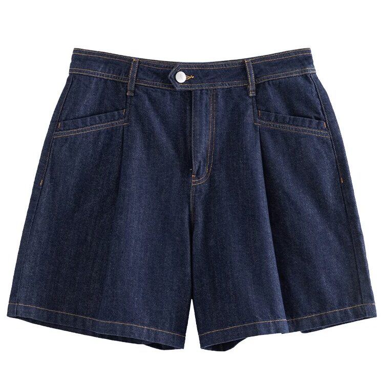 dark denim high waist loose shorts, view 6 - MRSLM