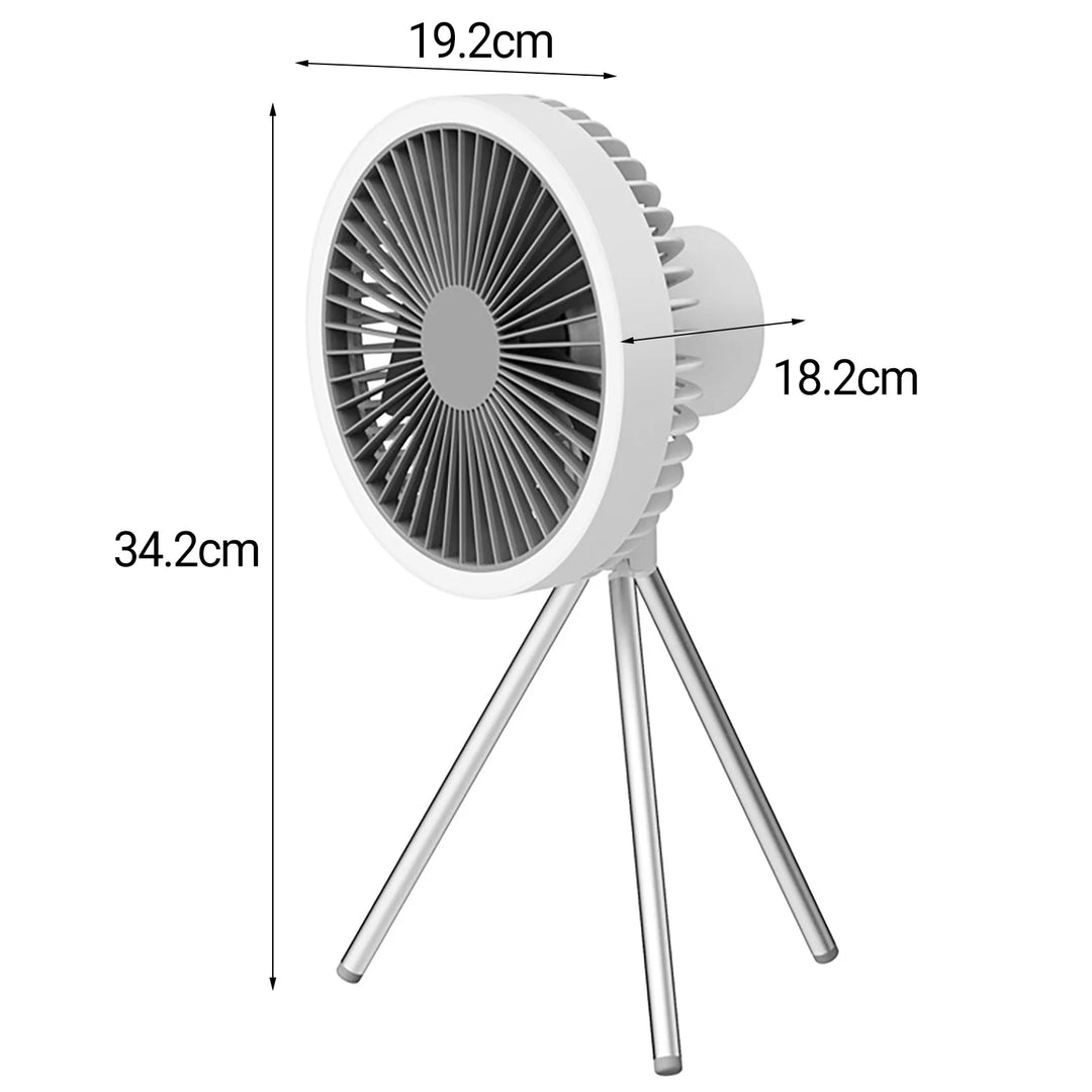 Rechargeable 10,000mAh Camping Fan with LED Lighting and Power Bank