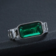 925 silver green zircon emerald ring, view 3 - MRSLM