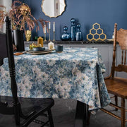 blue jacquard floral tablecloth - MRSLM