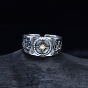 s925 silver retro sunflower pattern ring, view 6 - MRSLM