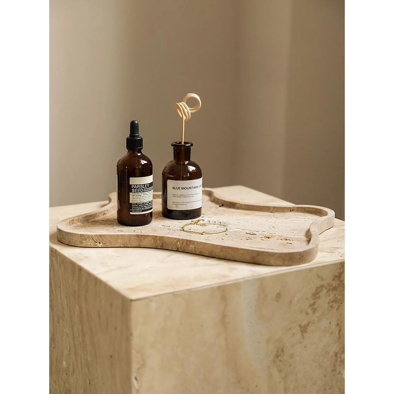vintage travertine stone tray, view 6 - MRSLM