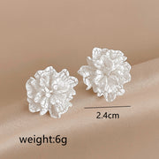 white floral stud earrings, view 6 - MRSLM