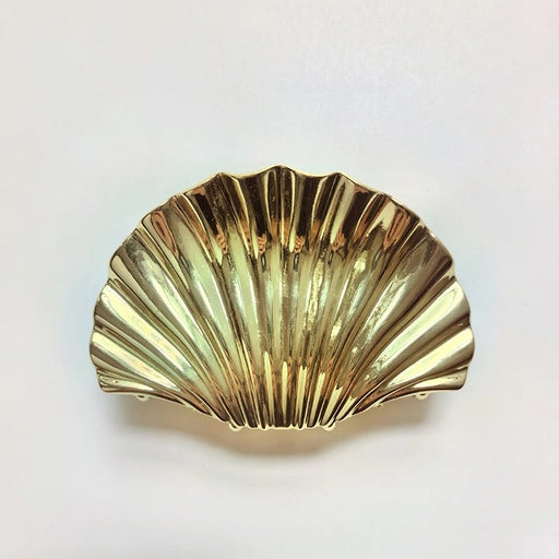 gold metal shell hair claw clip, view 3 - MRSLM