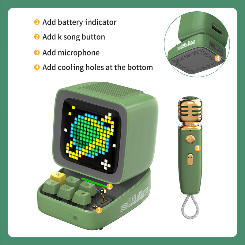 bluetooth speaker with karaoke mic and pixel art display, view 11 - MRSLM