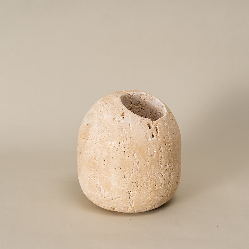 beige travertine match holder, view 5 - MRSLM