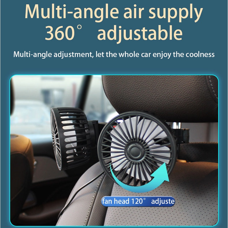 dual-head car seat cooling fan, view 5 - MRSLM