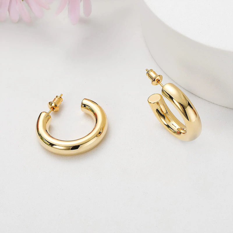 14K gold plated chunky hoop earrings - MRSLM