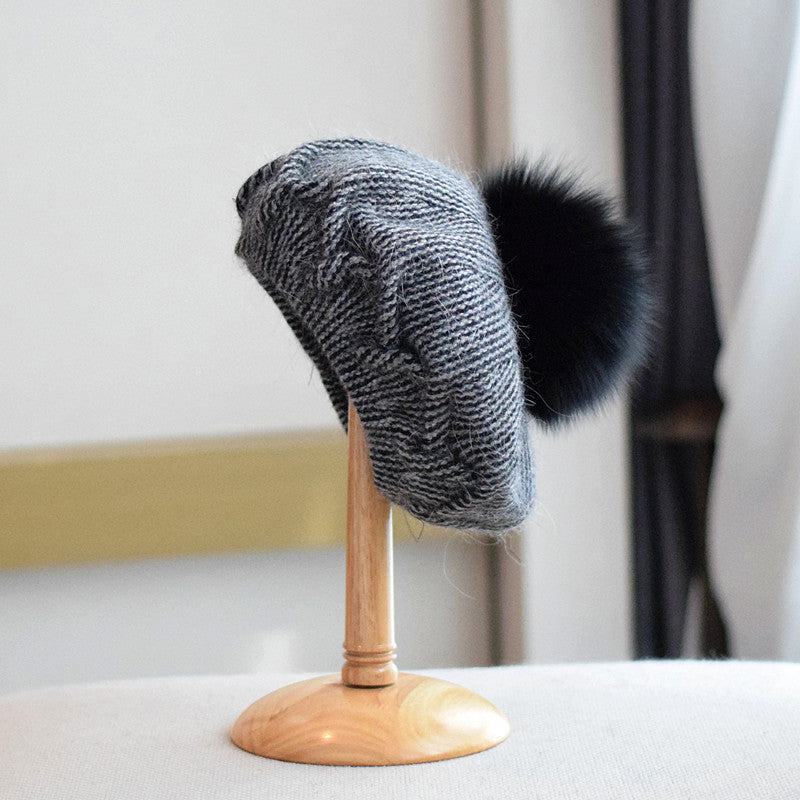 Warm rabbit fur beret, view 5 - MRSLM