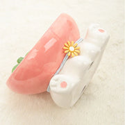 elevated tilted ceramic cat bowl, view 9 - MRSLM