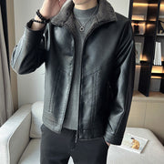 men's velvet padded PU leather jacket, view 2 - MRSLM