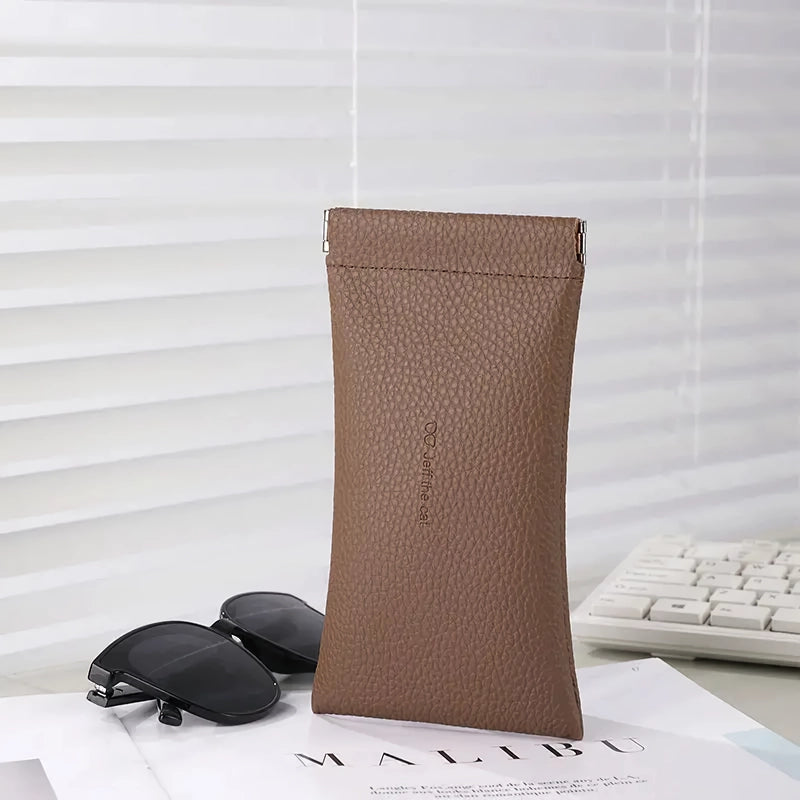pu leather glasses case with automatic closure, view 2 - MRSLM
