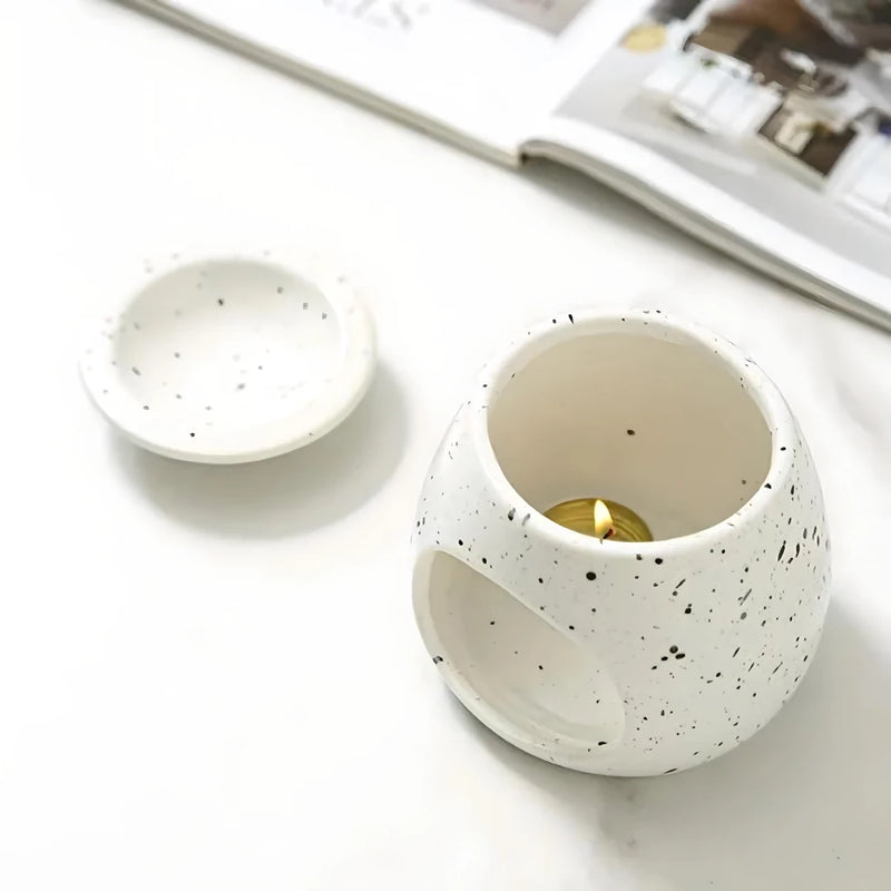 ceramic spotted glazed aroma burner, view 6 - MRSLM