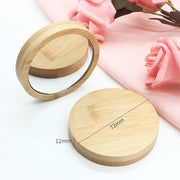 wooden portable mini makeup mirror, view 3 - MRSLM