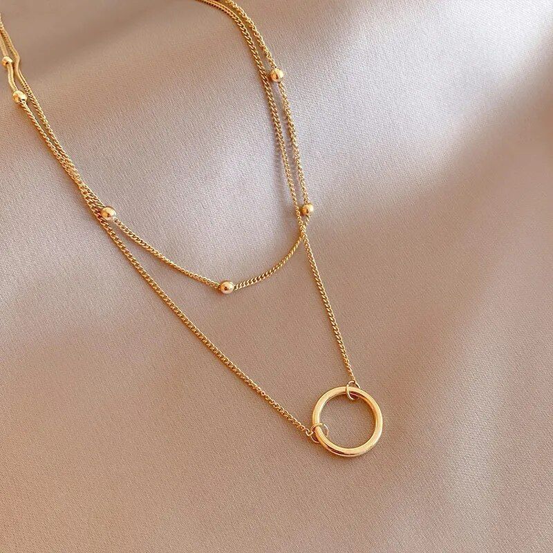 double layer pendant necklace, view 6 - MRSLM