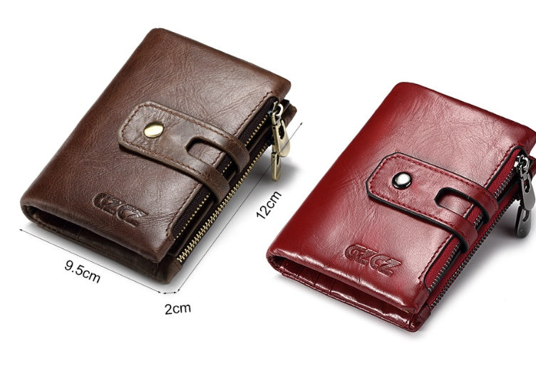 double zipper leather purse - MRSLM