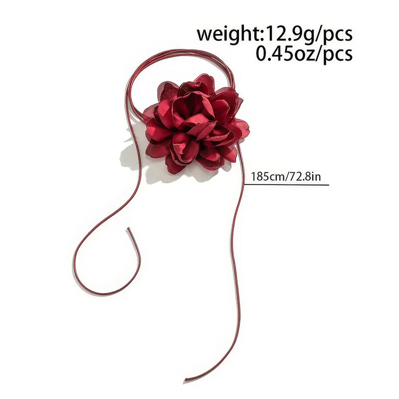 big rose flower choker necklace, view 14 - MRSLM
