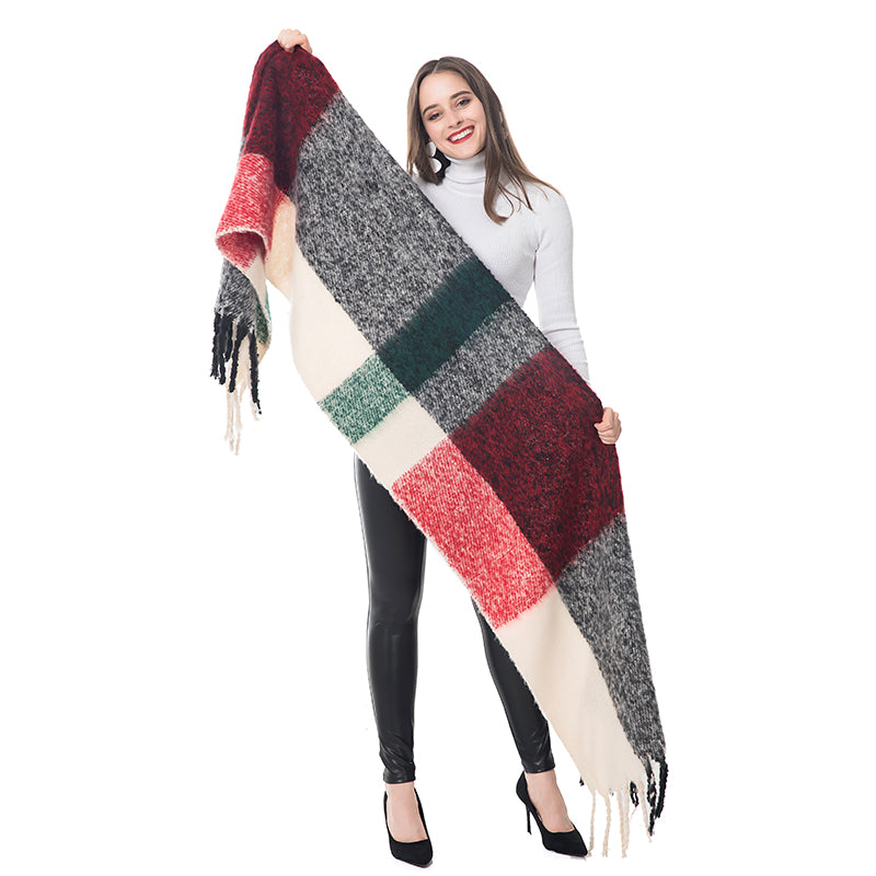 check fringed scarf, view 7 - MRSLM
