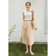 cotton linen maxi skirt, view 6 - MRSLM