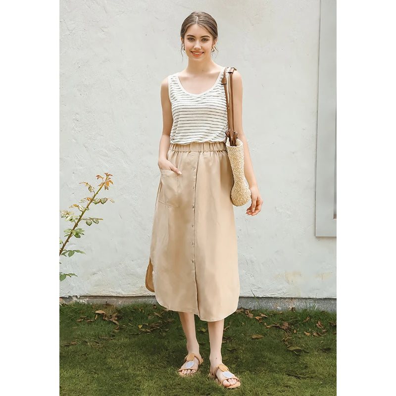 cotton linen maxi skirt, view 6 - MRSLM
