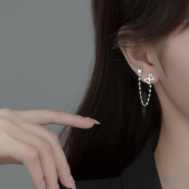 butterfly flying long earrings, view 7 - MRSLM