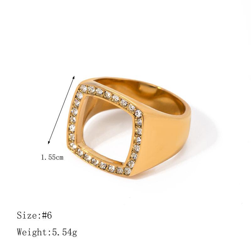 18k gold plated chunky square ring, view 2 - MRSLM