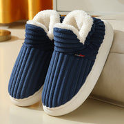 Striped plush couples house slippers, view 14 - MRSLM